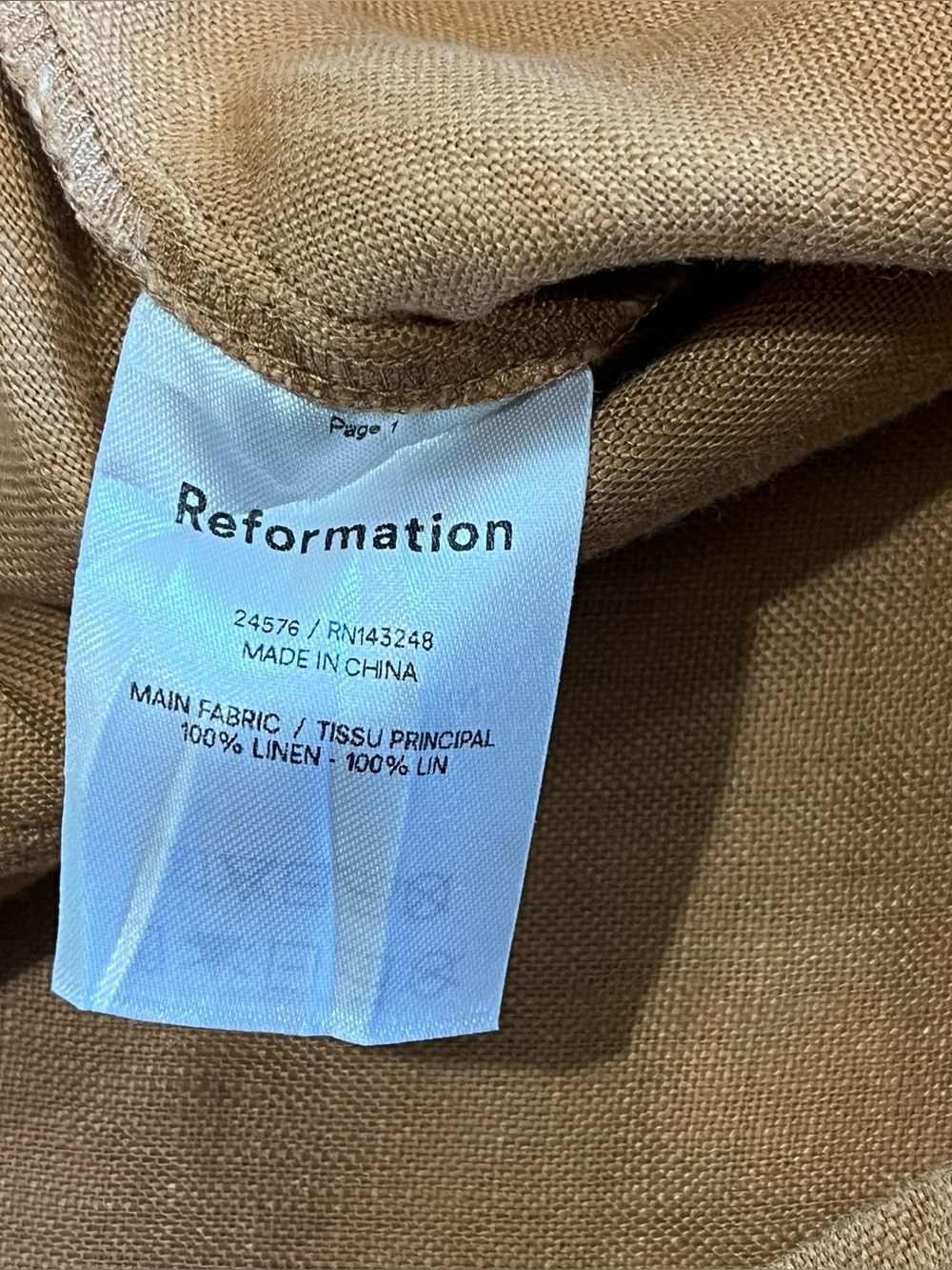 Reformation Justin High Rise Linen Pants Trousers Barely Brown Womens 6 - Picture 4 of 9